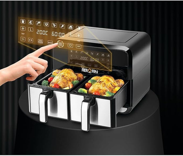 Black & Decker Digital Dual Zone Air Fryer 1700W 4L+4L Capacity With Rapid Hot Air Circulation