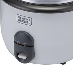 Black & Decker Rice Cooker, 700W Power, 1.8L, Removable Non-Stick Bowl & Steaming Tray with Water Level Indicator, Glass Lid & Cool Touch for Healthy Meals