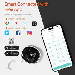 Fitdays Smart Body Tape Measure, Smart Body Waist Ruler, Waist Circumference Inch Centimeter Digital Measuring Tapes with APP
