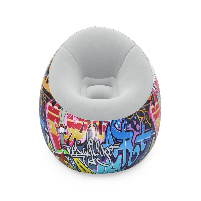 Bestway44" X 44" X 26"/1.12M X 1.12M X 66CM Inflate-A-Chair Graffiti Air Chair (Contents:chair, repair patch,)