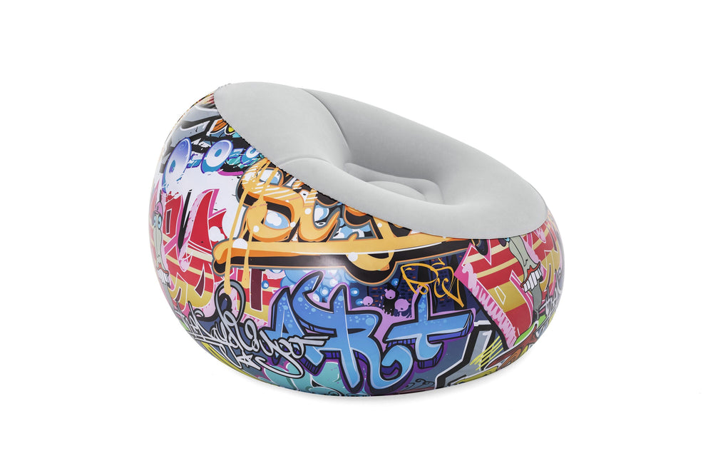 Bestway44" X 44" X 26"/1.12M X 1.12M X 66CM Inflate-A-Chair Graffiti Air Chair (Contents:chair, repair patch,)