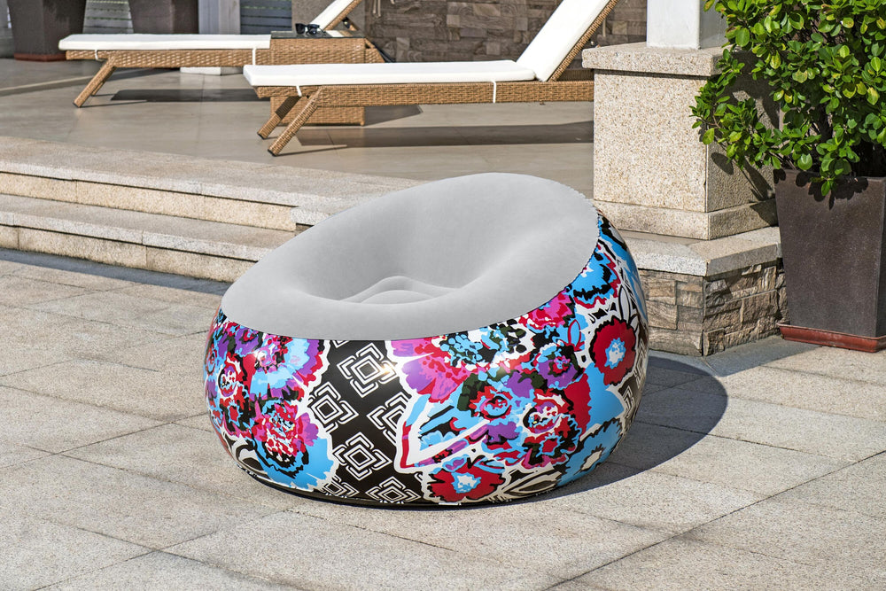 Bestway 1.12M X 1.12M X 66CM Inflate-A-Chair Floral Air Chair (Contents:chair, repair patch,)