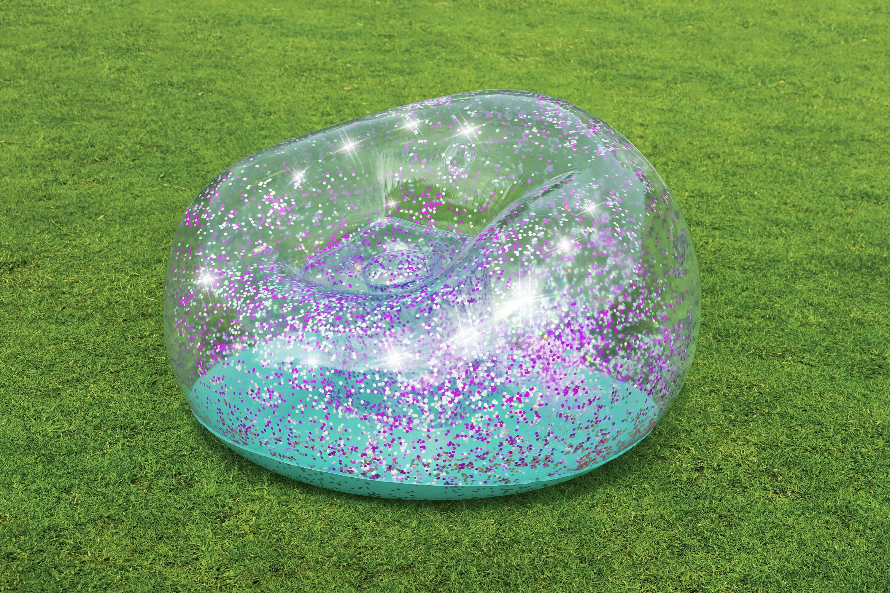 Bestway 1.14M X 1.12M X 66CM Glitter Dream Inflate-A-Chair Air Chair (1 chair, repair patch) Age 6+