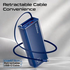 PROMATE  Power through your day with this 20,000mAh power bank featuring 45W fast charging,Blue