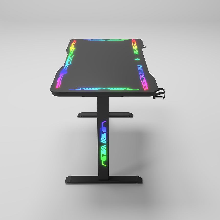 Gamax P206 Tempered Glass Surface Gaming Table 120*60*74 cm with Mousepad & Full RGB - Black