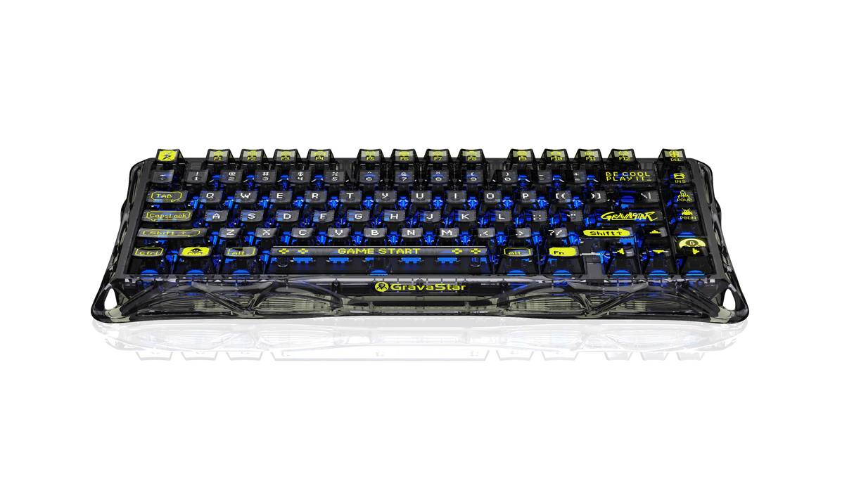 GravaStar Mercury K1 Lite 75% Wireless Mechanical Gaming Keyboard,Transparent Black