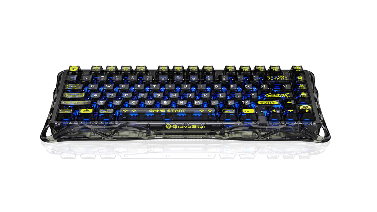 GravaStar Mercury K1 Lite 75% Wireless Mechanical Gaming Keyboard,Transparent Black