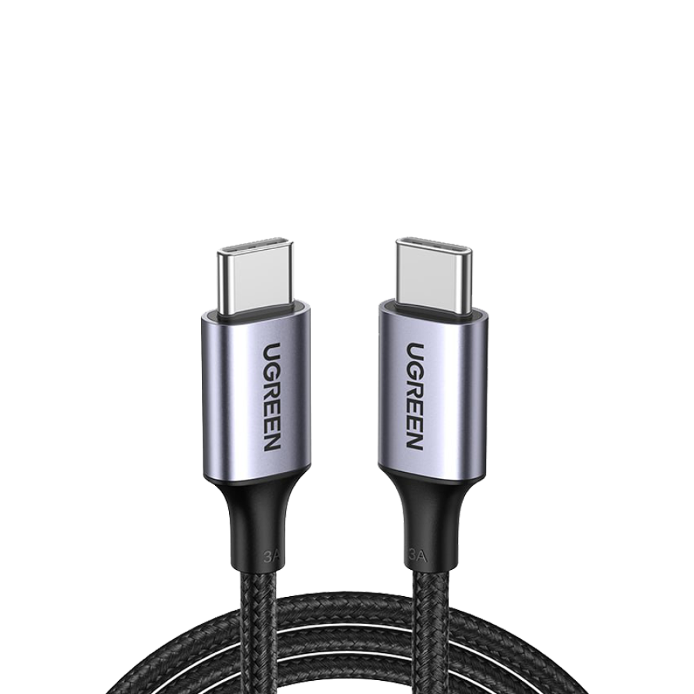 UGREEN USB 2.0 C M/M Round Cable Nickel Plating Aluminum Shell 1m (Gray Black)US261 100w