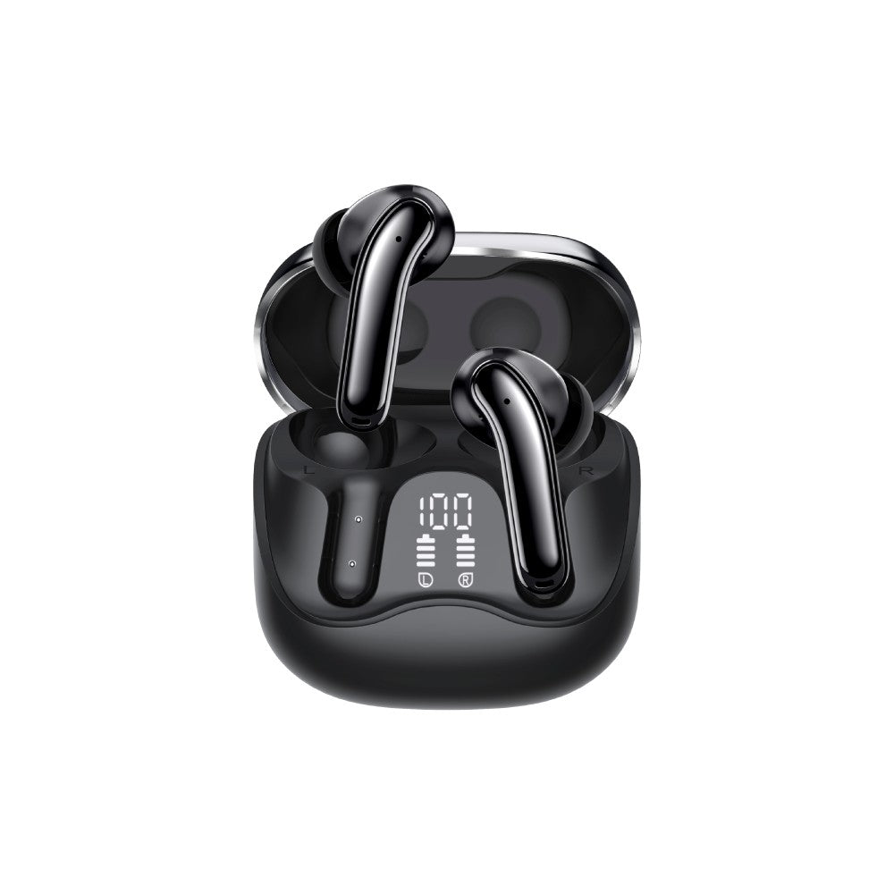 Promate Serix Hybrid ANC True Wireless Earbuds with 6-Mic ENC, Bluetooth 6.0, Wireless Charging Case,Black
