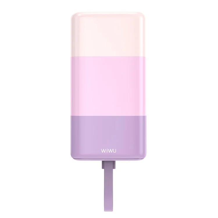 Bundle WIWU  Wi-P015 Colorful Serie Power Bank 10000mAh Purple +Mag Wallet with Stand+U002 - QUICK FAST CHARGER UK  - WHITE