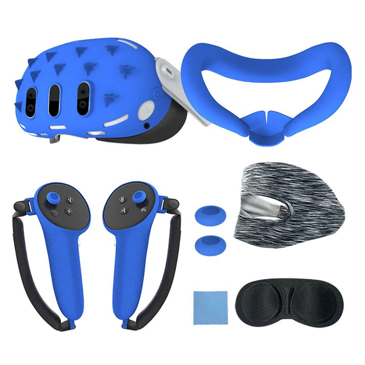 مجموعة غطاء حماية سيليكون مسطح سداسي الشكل من Gamax Meta Quest 3 - أزرق