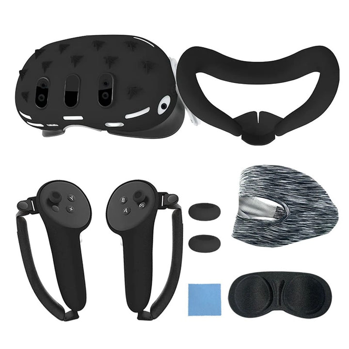 Gamax Meta Quest 3 Hexagon Flat Silicone Protective Case Set - Black