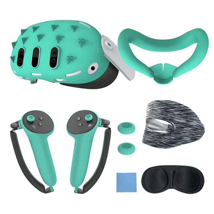Gamax Meta Quest 3 Hexagon Flat Silicone Protective Case Set - Green
