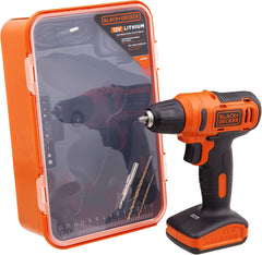 B+D 12V Cordless Drill Driver With 13 Pieces Bits In Kitbox and 5m Tape Measure, 1.5Ah 900 Rpm