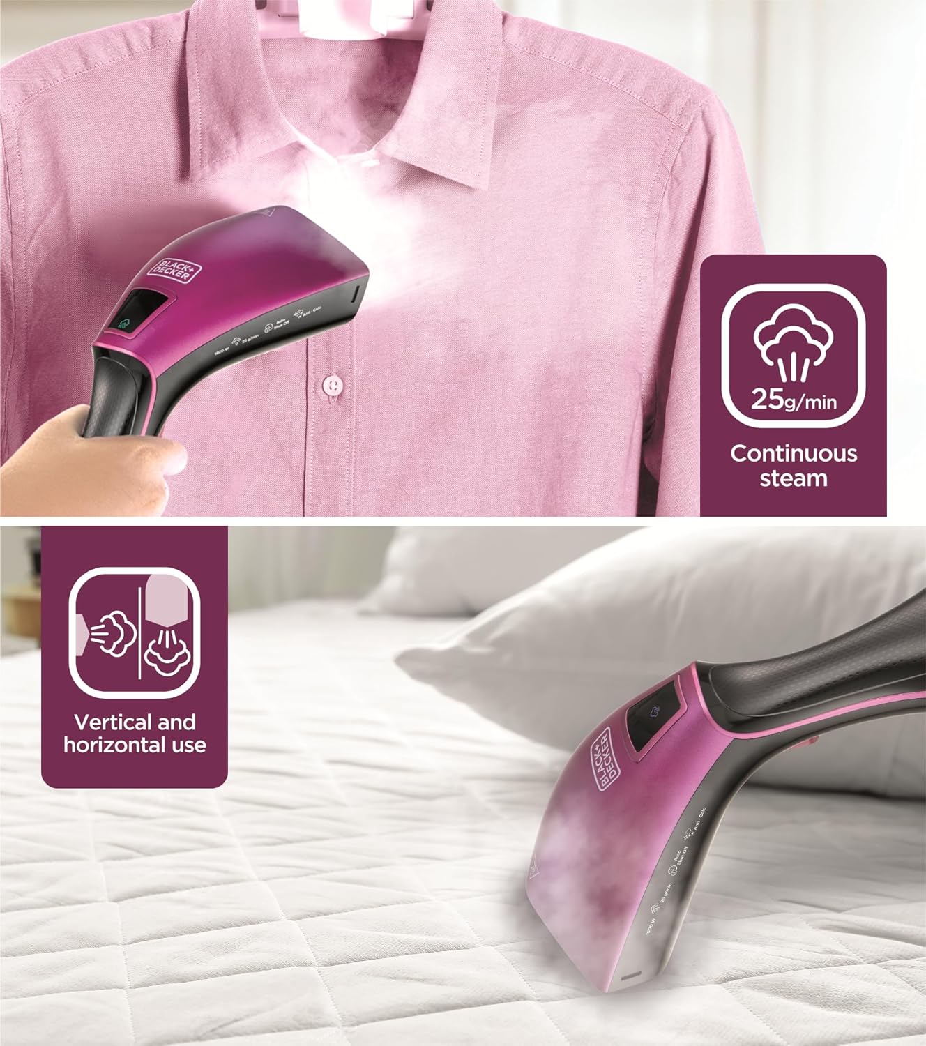Black & Decker Portable Digital Handheld Garment Steamer 1600W