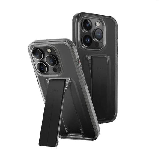 UNIQ HYBRID IPHONE 15 PRO HELDRO MOUNT WITH STAND - VAPOUR (SMOKE)