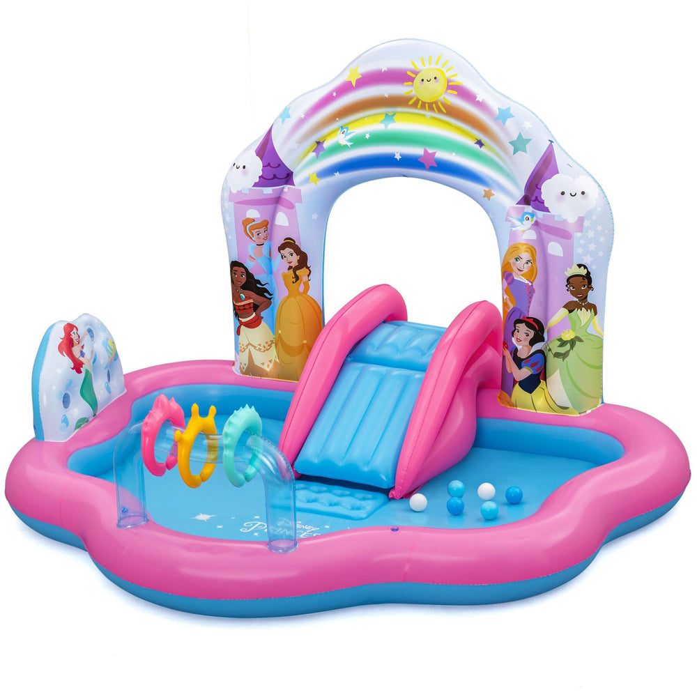 Bestway 2.21m x 1.93m x 1.40m Disney Princess Enchanted Palace Play Center (1 pool, 3 crowns, 6 play balls, repair patch) Age 2+