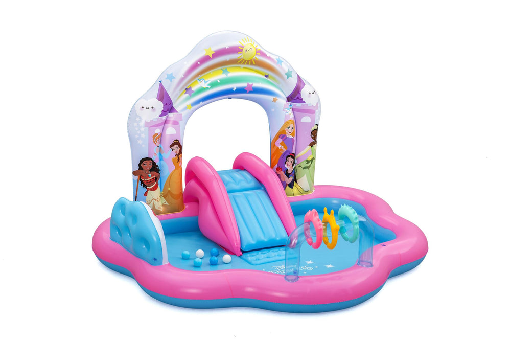 Bestway 2.21m x 1.93m x 1.40m Disney Princess Enchanted Palace Play Center (1 pool, 3 crowns, 6 play balls, repair patch) Age 2+