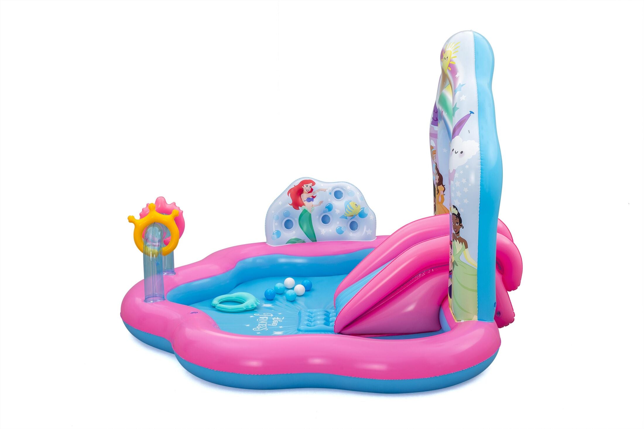 Bestway 2.21m x 1.93m x 1.40m Disney Princess Enchanted Palace Play Center (1 pool, 3 crowns, 6 play balls, repair patch) Age 2+