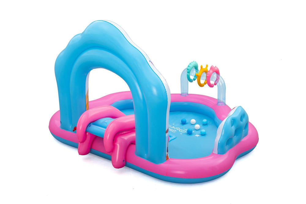 Bestway 2.21m x 1.93m x 1.40m Disney Princess Enchanted Palace Play Center (1 pool, 3 crowns, 6 play balls, repair patch) Age 2+