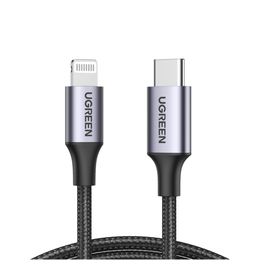 UGREEN USB-C to Lightning M/M Cable   20W Aluminum Shell Braided 2m (Black)US304