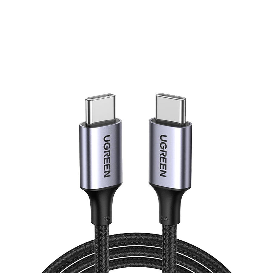 UGREEN USB 2.0 C M/M Round Cable Nickel Plating Aluminum Shell 2m (Gray Black)US261 100w