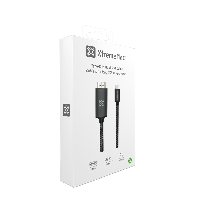 Xtrememac Type-C To HDMI Nylon Braided Cable - 2M