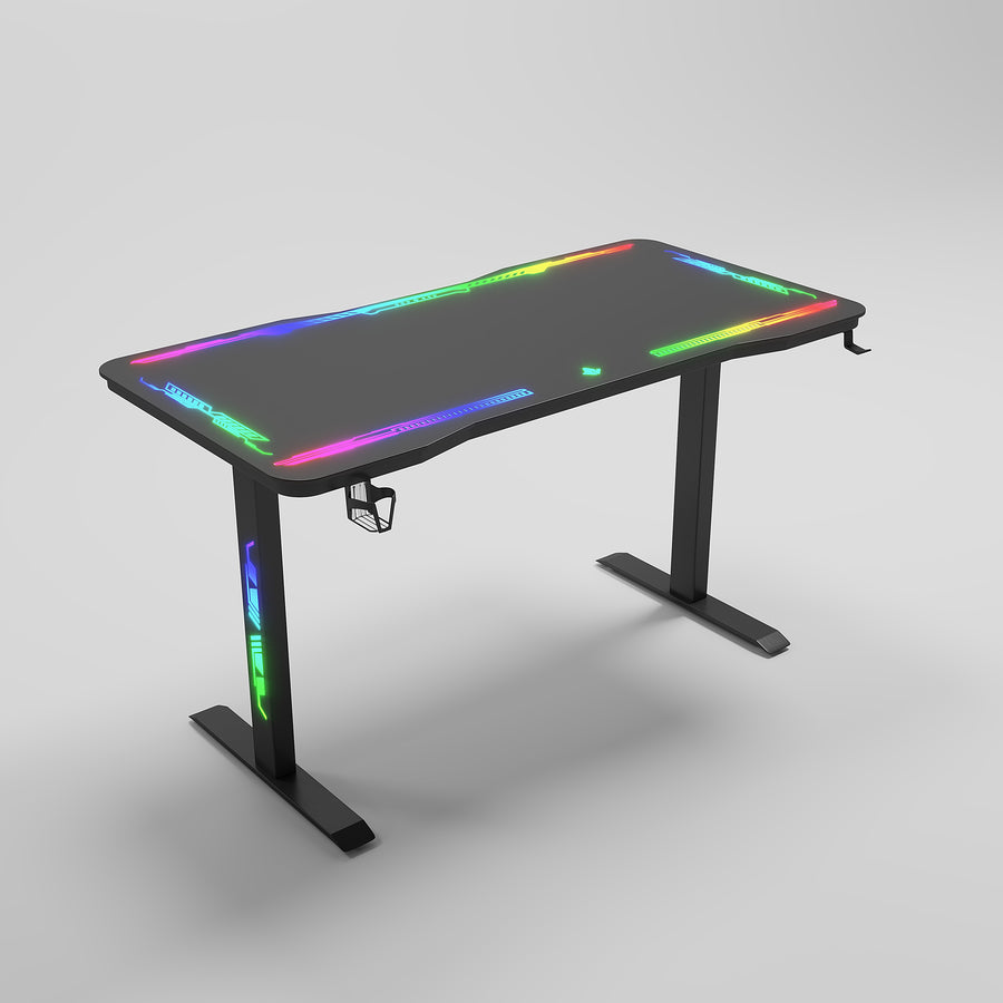 Gamax P206 Tempered Glass Surface Gaming Table 120*60*74 cm with Mousepad & Full RGB - Black