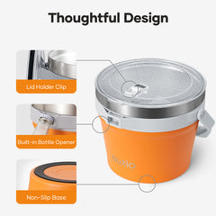 Buzio Insulated Ice Bucket 7L with Lid Scoop Tongs and 2 Cups - Orange