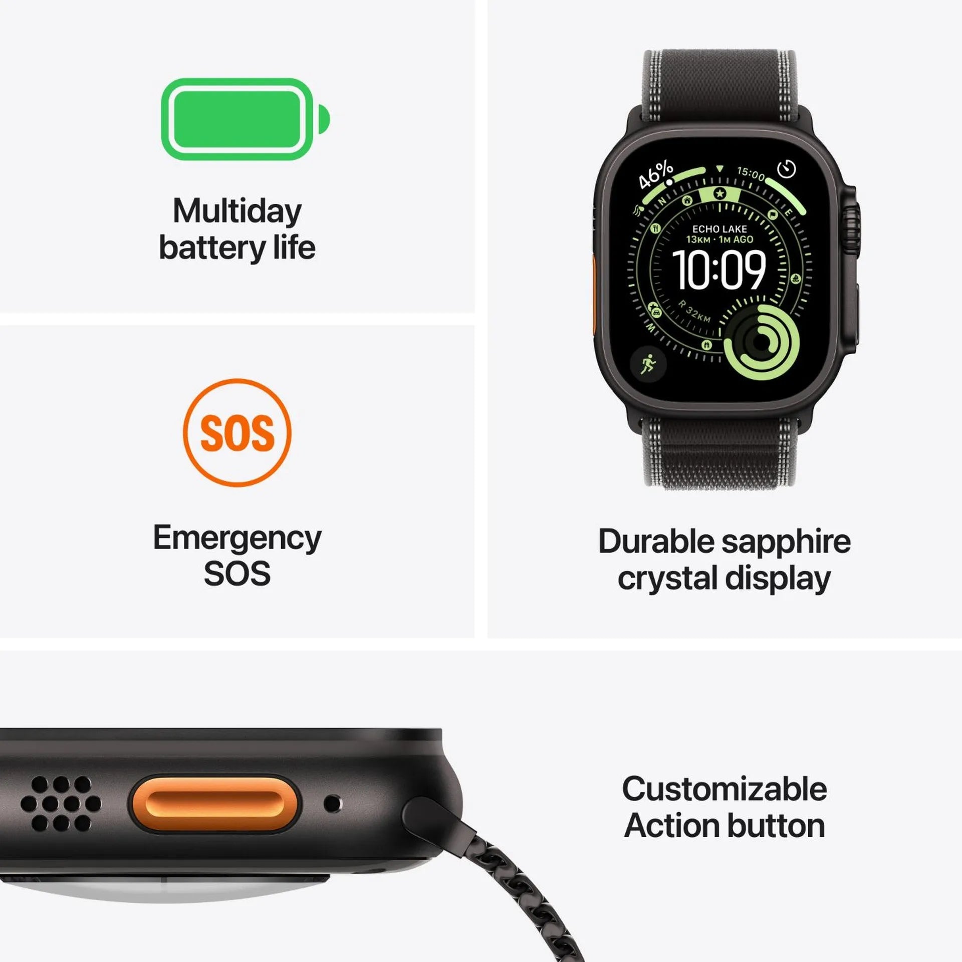 Apple Watch Ultra 3 GPS + Cellular 49mm Black Titanium Case with Black Alpine Loop - Medium