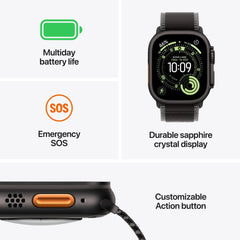 Apple Watch Ultra 3 GPS + Cellular 49mm Black Titanium Case with Black Alpine Loop - Medium