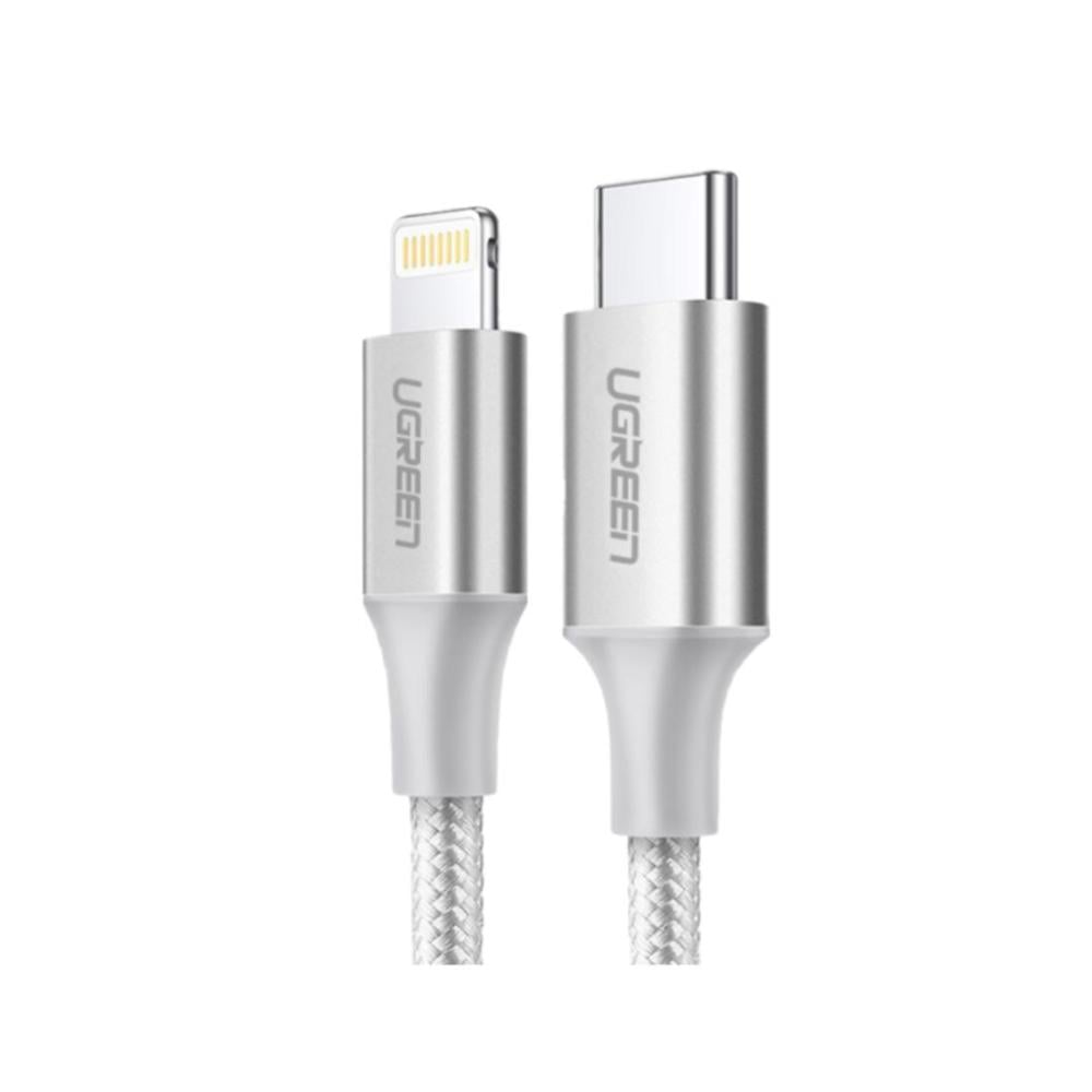 UGREEN USB-C to Lightning M/M Cable  20W Aluminum Shell Braided 1m (Silver)US304