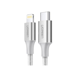 UGREEN USB-C to Lightning M/M Cable  20W Aluminum Shell Braided 1m (Silver)US304