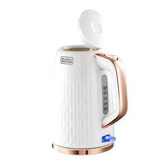 Black & Decker Premium Plastic Kettle 1.7L 2200W with Wave pattern texture with rose gold trim