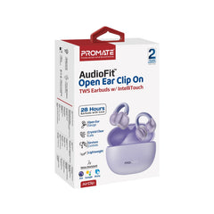 Promate AudioFit™ Open Ear Clip On TWS Earbuds w/ IntelliTouch,perple