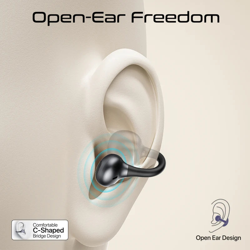 Promate  AudioFit™ Open Ear Clip On TWS Earbuds w/ IntelliTouch ,Smart Touch Contro,Black