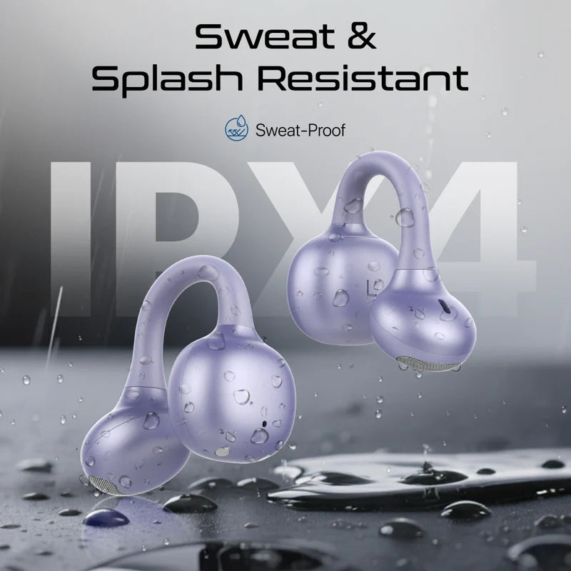 Promate AudioFit Open Ear Clip On TWS Earbuds w/ IntelliTouch , Smart Touch Contro,perple