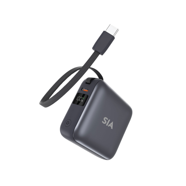 SIA Volt Link SIPB65WTC-GR POWER BANK 20K Mah 65W PD/PPS/QC  WITH BUILT IN TYPE-C CABLE GRAY