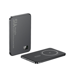 SIA  MagOnMagnetic power bank metal Body PD 20W -Wireless Charging 15W 5000Mah black