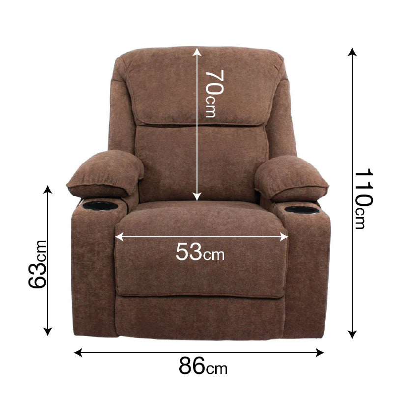 Black Bull Premium Sofa Swivel Rocker Recliner Size (H:110 W: 86 cm) – Fabric Brown