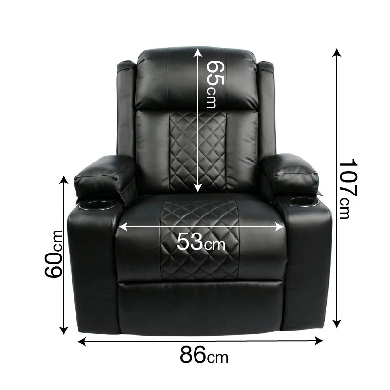 Black Bull Premium Sofa Swivel Rocker Recliner Size (H:107 W: 86 cm) – PU Black