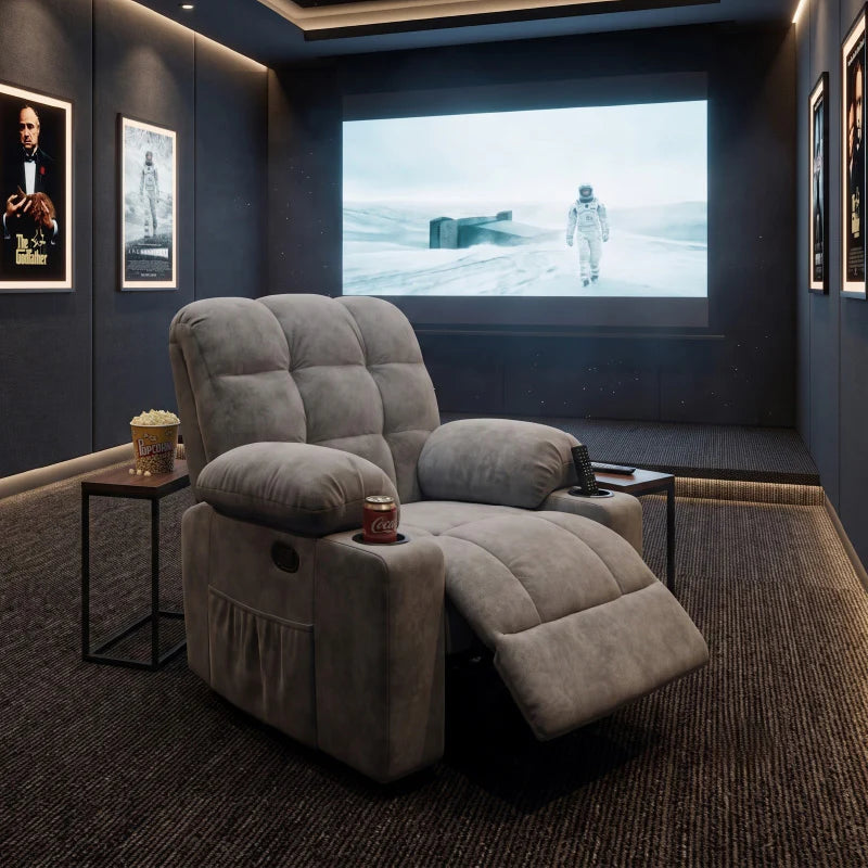 Black Bull Premium Sofa Swivel Rocker Recliner Size (H:110 W: 86 cm)- Fabric Light Grey