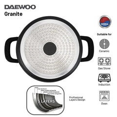 Daewoo 28cm Granite Casserole Pot with Lid - DASAG28 (2-Year Warranty)