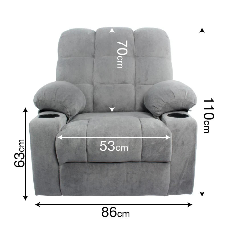 Black Bull Premium Sofa Swivel Rocker Recliner Size (H:110 W: 86 cm)- Fabric Light Grey
