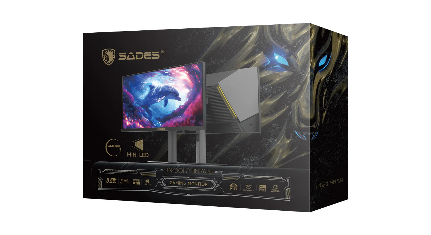 Sades BN-Dolphin Mini SA-F01Q25 24.5'' 2K QHD 2560 x 1440 320HZ Refresh Rate, 0.5ms Response Time, HDMI 2.1, IPS Flat Gaming Monitor - Black