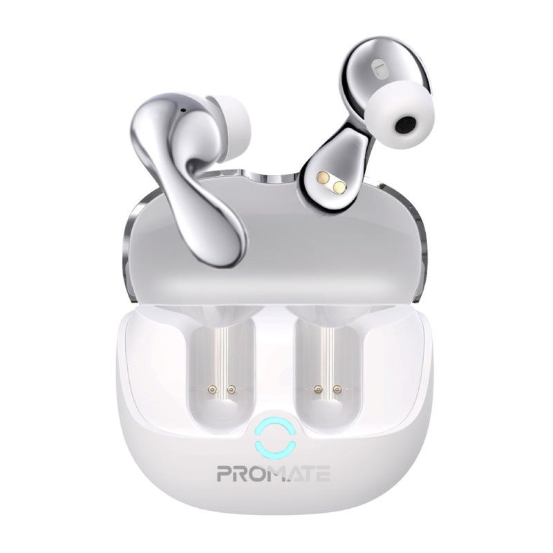 Promate High-Definition Hybrid ANC TWS Earbuds with intellitouch,White