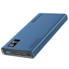 Promate Compact Smart Charging Power Bank with 20W PD Dual USB-C and 22.5W USB-A Ports,BLUE