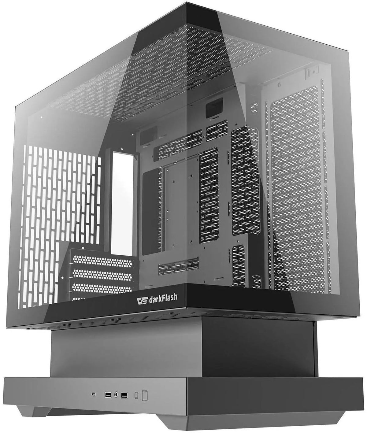 DarkFlash FLOATRON F1 Micro ATX Gaming Case - Black (FANS Not Included)