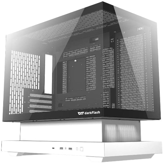DarkFlash FLOATRON F1 Micro ATX Gaming Case - White (FANS Not Included)