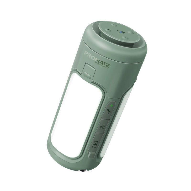 Promate-4-in-1 Multifunctional Camping Kit with LED Light, 6000mAh Power Bank, LED Torch and Bluetooth Speaker ,GREY